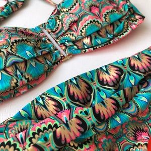 Teal/ Orange/ Mulicoloured Bikini Top and Bottom from La Vie en Rose